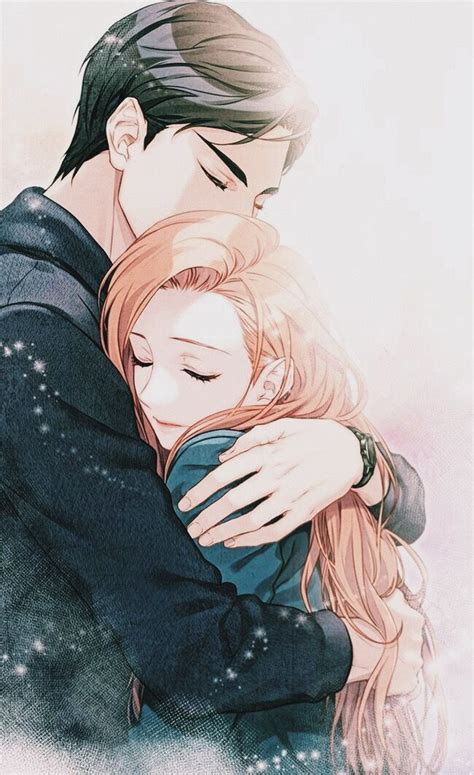 animated couple hugging|tight hug anime.